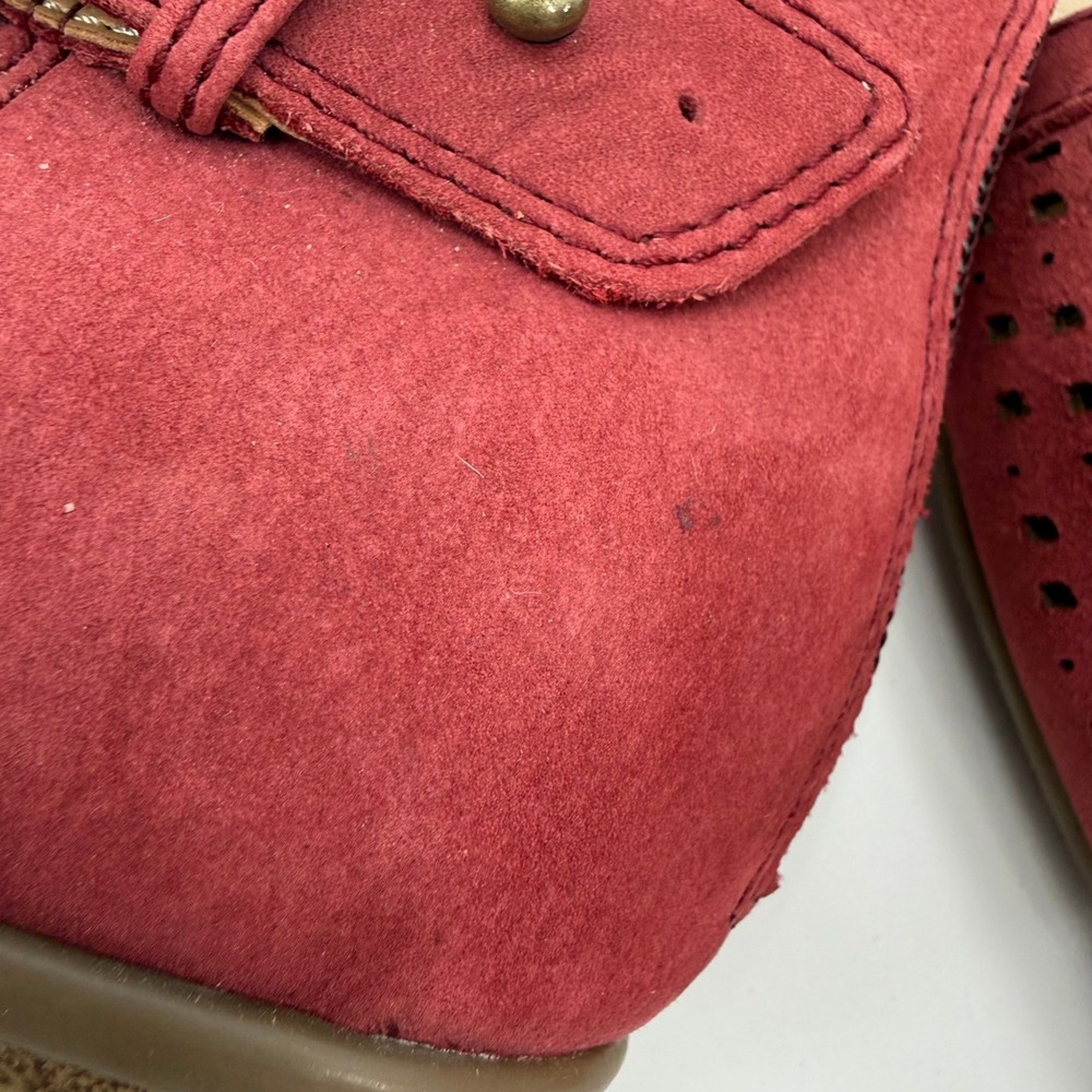 Earth Keri Burgundy Suede Leather Perforated Peep-toe Booties Women Size 9.5B - Picture 10 of 11